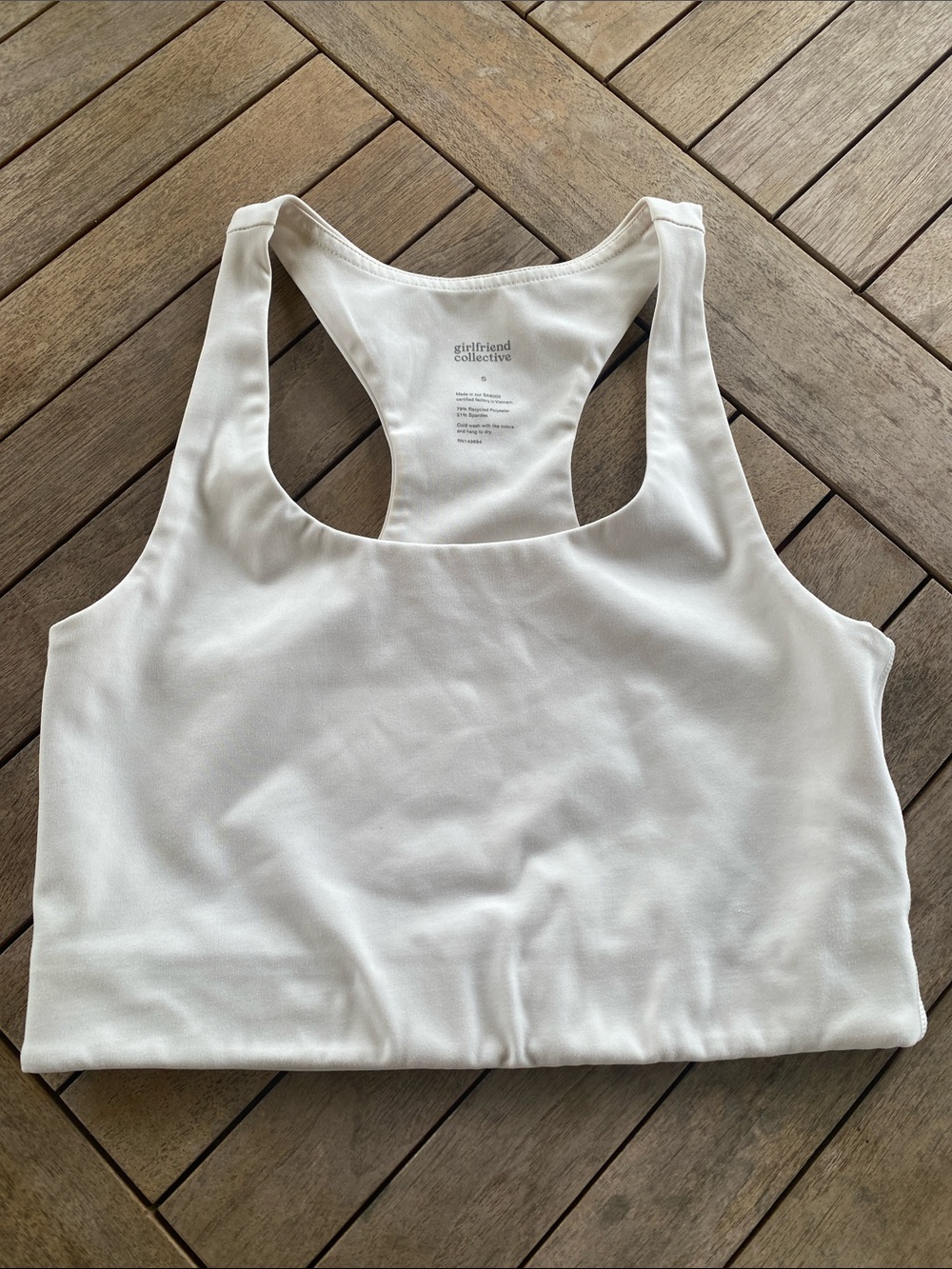 Girlfriend Collective Cream Racerback Sports Bra - small